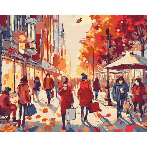 Herbstallee - Malen-nach-Zahlen-Set auf Keilrahmen 40x50
