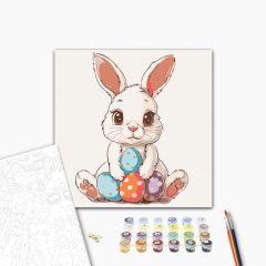 Osterhase 2 - Malen-nach-Zahlen-Set auf Keilrahmen 40x40