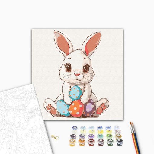 Osterhase 2 - Malen-nach-Zahlen-Set auf Keilrahmen 40x40