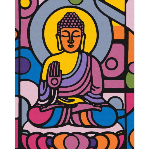 Bunter Buddha 1 - Malen-nach-Zahlen-Set auf Keilrahmen 40x50