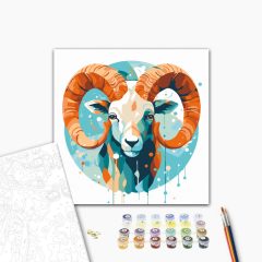 Widder - Malen-nach-Zahlen-Set auf Keilrahmen 40x40