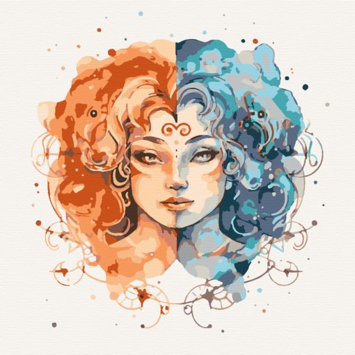 Zwillinge - Malen-nach-Zahlen-Set auf Keilrahmen 40x40