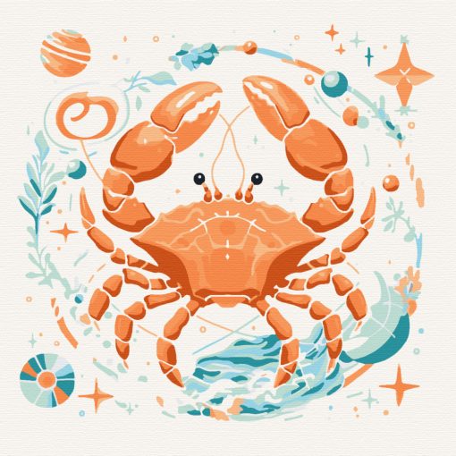 Krebs - Malen-nach-Zahlen-Set auf Keilrahmen 40x40