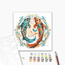 Fische - Malen-nach-Zahlen-Set auf Keilrahmen 40x40