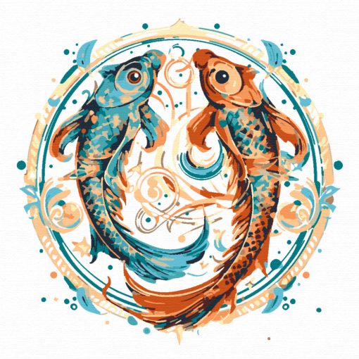 Fische - Malen-nach-Zahlen-Set auf Keilrahmen 40x40