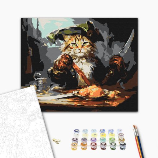 Katzenpirat - Malen-nach-Zahlen-Set auf Keilrahmen 40x50