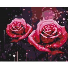Nächtliche Rosen - Malen-nach-Zahlen-Set auf Keilrahmen 40x50