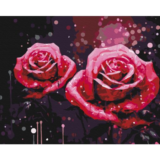 Nächtliche Rosen - Malen-nach-Zahlen-Set auf Keilrahmen 40x50