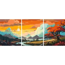 Magische Hügel - 3-teiliges Malen-nach-Zahlen-Set auf Leinwand