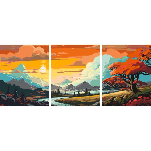 Magische Hügel - 3-teiliges Malen-nach-Zahlen-Set auf Leinwand