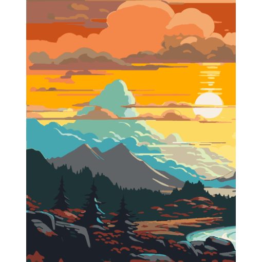 Magische Hügel - 3-teiliges Malen-nach-Zahlen-Set auf Leinwand