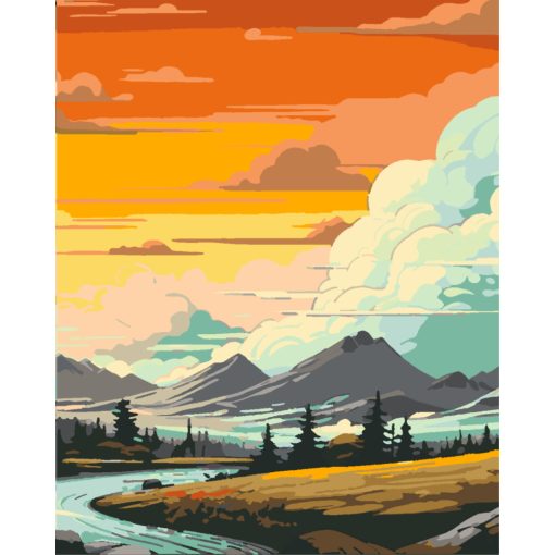 Magische Hügel - 3-teiliges Malen-nach-Zahlen-Set auf Leinwand