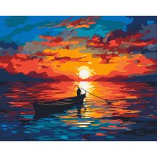 Sonnenuntergang auf dem Meer - Malen-nach-Zahlen-Set auf Keilrahmen 40x50