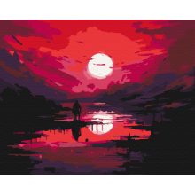 Blutrote Nacht - Malen-nach-Zahlen-Set auf Keilrahmen 40x50