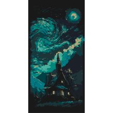 Hütte in der Nacht - 2-teiliges Malen-nach-Zahlen-Set auf Leinwand