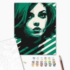   Femme Fatale - Grün - Malen-nach-Zahlen-Set auf Keilrahmen 40x50