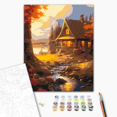   Herbststimmung in den Bergen - Malen-nach-Zahlen-Set auf Keilrahmen 40x50