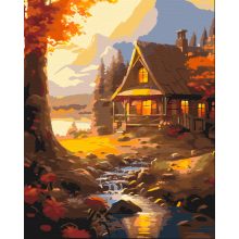 Herbststimmung in den Bergen - Malen-nach-Zahlen-Set auf Keilrahmen 40x50