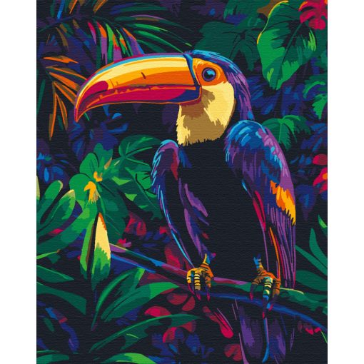 Neon Tukane - Malen-nach-Zahlen-Set auf Keilrahmen 40x50