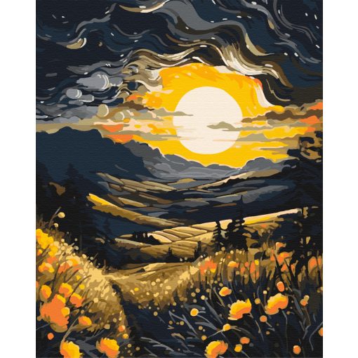 Goldene Abendlichter - Malen-nach-Zahlen-Set auf Keilrahmen 40x50
