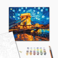   Sternenverzierte Kettenbrücke - Malen-nach-Zahlen-Set auf Keilrahmen 40x50