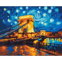 Sternenverzierte Kettenbrücke - Malen-nach-Zahlen-Set auf Keilrahmen 40x50