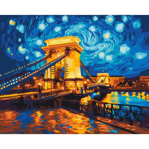 Sternenverzierte Kettenbrücke - Malen-nach-Zahlen-Set auf Keilrahmen 40x50