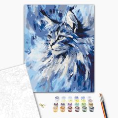 Absztrakt maine coon - Számfestő készlet kereten 40x50