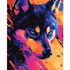 Színes husky - Számfestő készlet kereten 40x50