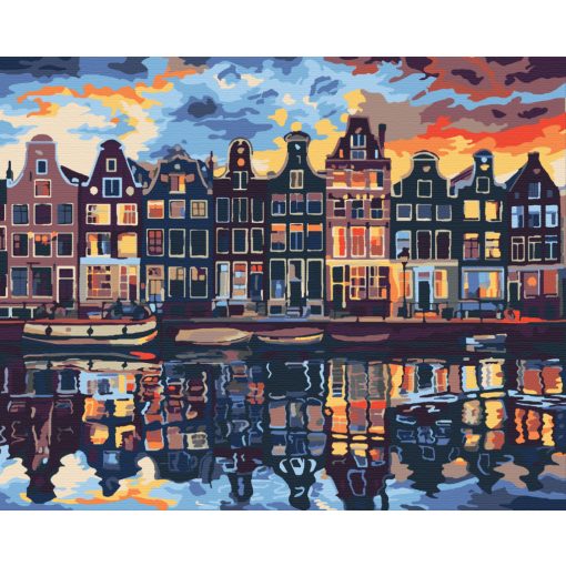 Amszterdami tükröződés - Számfestő készlet kereten 40x50