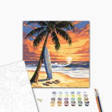 Goldene Welle – Malen nach Zahlen Set auf Rahmen 40x40 cm