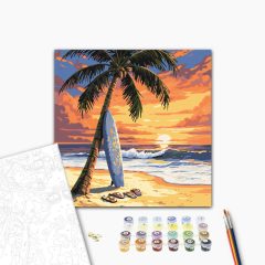 Goldene Welle – Malen nach Zahlen Set auf Rahmen 40x40 cm