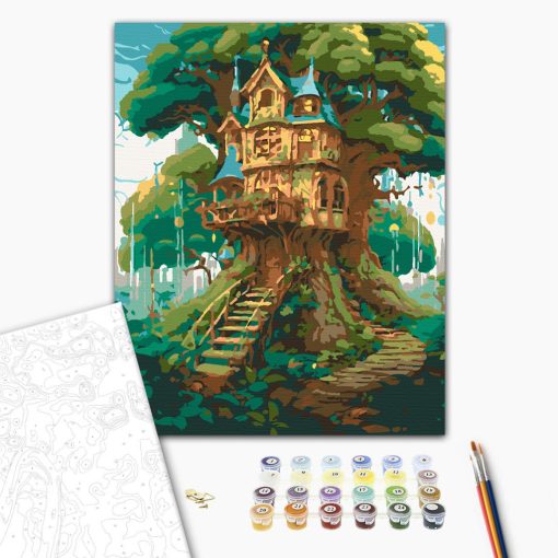 Mesebeli faház - Számfestő készlet kereten 40x50