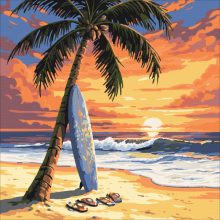 Goldene Welle – Malen nach Zahlen Set auf Rahmen 40x40 cm