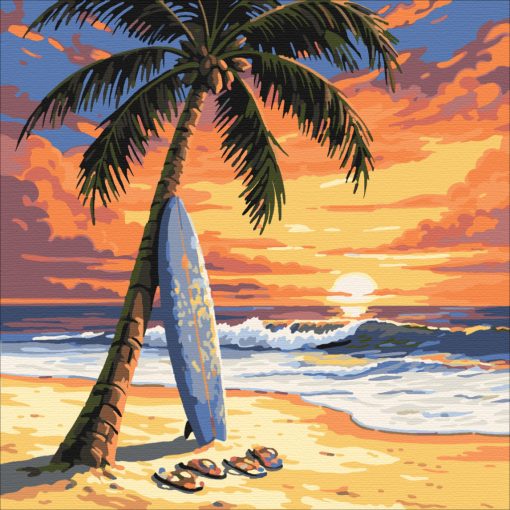 Goldene Welle – Malen nach Zahlen Set auf Rahmen 40x40 cm