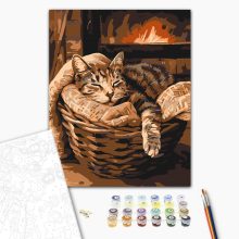 Cukiság a kandallónál 1 - Számfestő készlet kereten 40x50