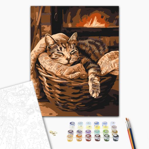 Cukiság a kandallónál 1 - Számfestő készlet kereten 40x50