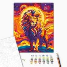 Lángoló nap oroszlán - Számfestő készlet kereten 40x50
