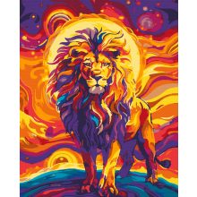 Lángoló nap oroszlán - Számfestő készlet kereten 40x50