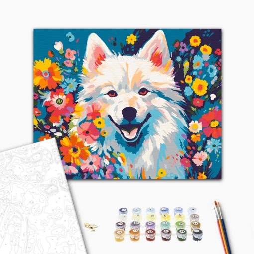 Kutyavirág - Számfestő készlet kereten 40x50