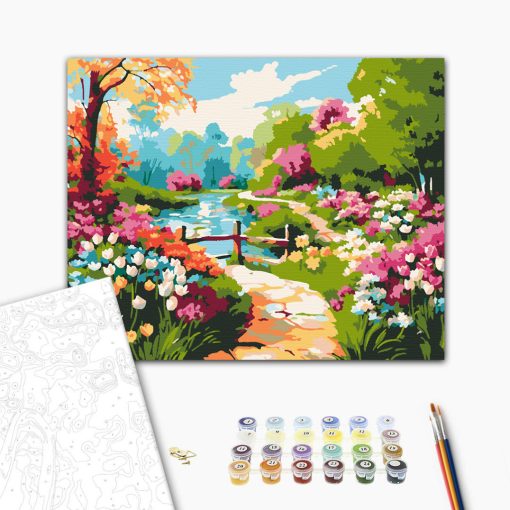 Virágzó kert - Számfestő készlet kereten 40x50