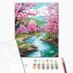 Virágos patakpart - Számfestő készlet kereten 40x50