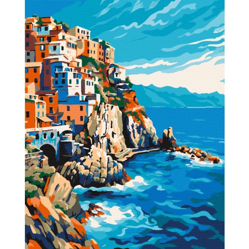 Tengeri város - Számfestő készlet kereten 40x50