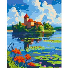 Schloss am See - Malen-nach-Zahlen-Set auf Keilrahmen 40x50