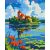 Schloss am See - Malen-nach-Zahlen-Set auf Keilrahmen 40x50