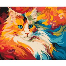 Macska szivárvány - Számfestő készlet kereten 40x50