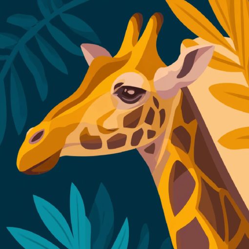 Zsiráf portré - Számfestő készlet kereten 40x40