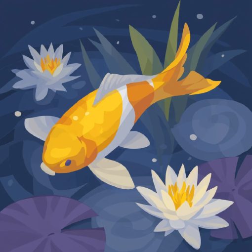 Koi tó - Számfestő készlet kereten 40x40