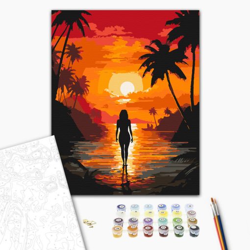 Naplemente az öbölben - Számfestő készlet kereten 40x50