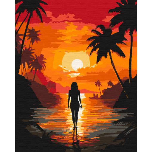 Naplemente az öbölben - Számfestő készlet kereten 40x50